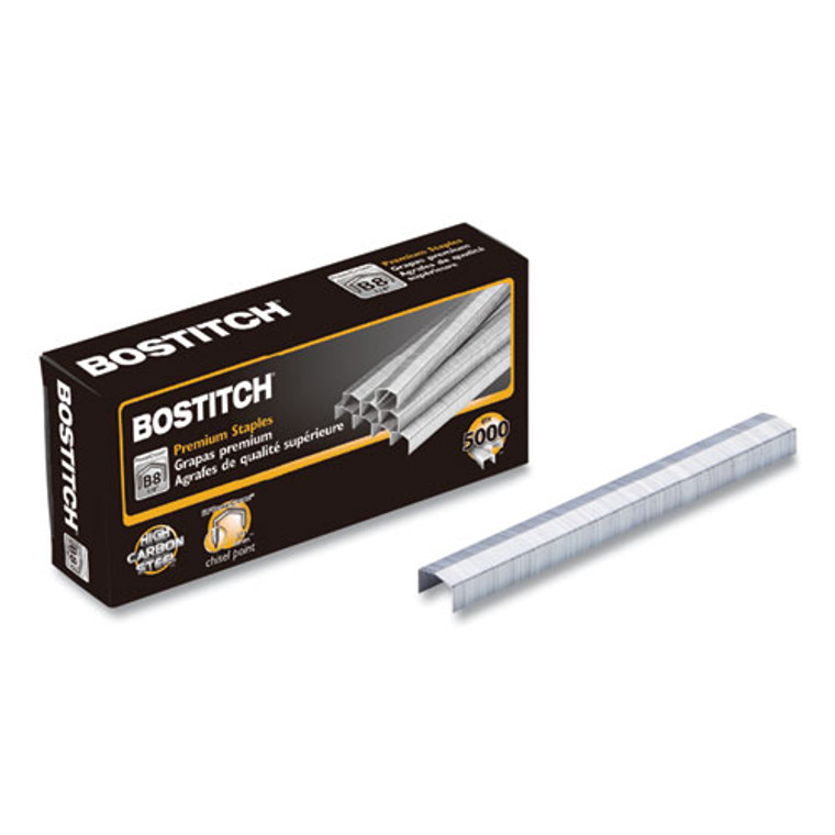 B8 PowerCrown Premium Staples, 0.25" Leg, 0.5" Crown, Steel, 5,000/Box