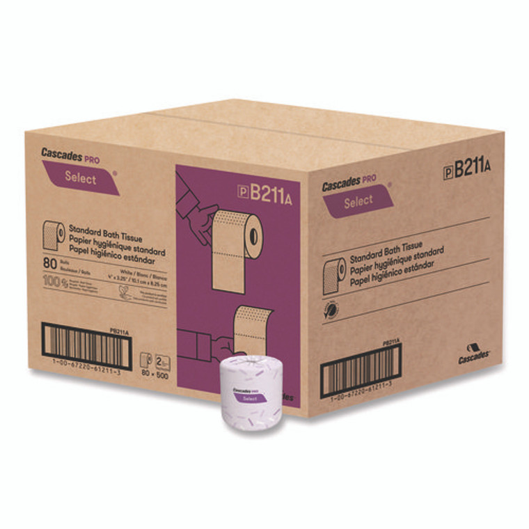 Select Standard Bath Tissue, 2-Ply, White, 500 Sheets/Roll, 80 Rolls/Carton