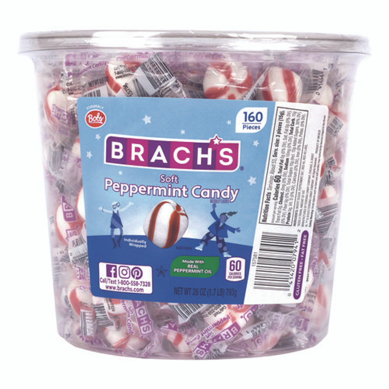 Bobs Sweet Stripes Soft Candy, Peppermint, 28 oz Tub