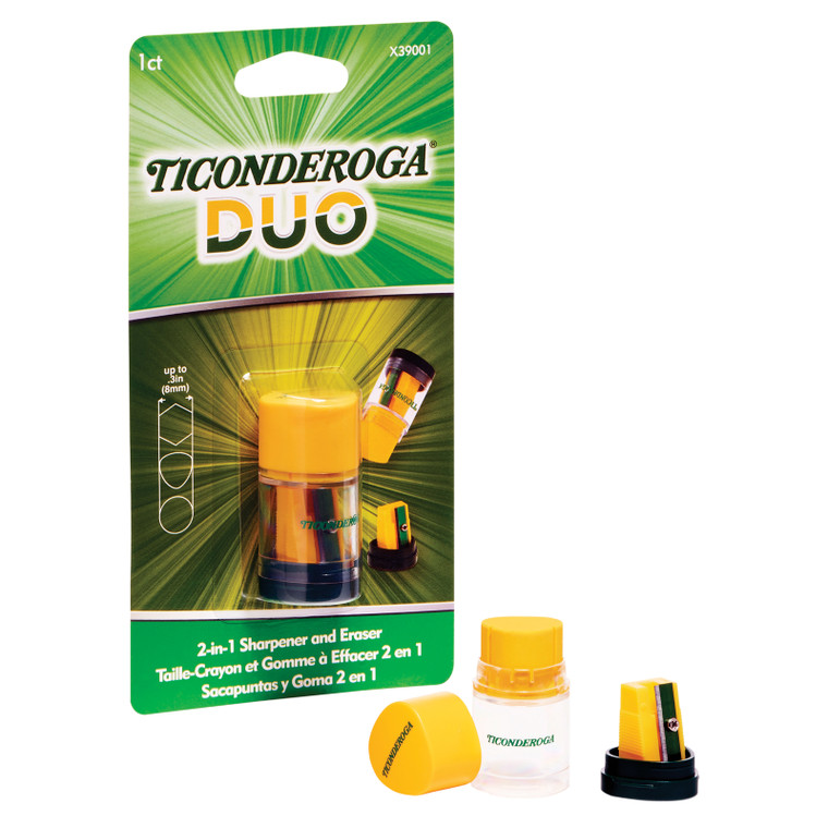 DUO Sharpener/Eraser, Green and Yellow, Pack of 12