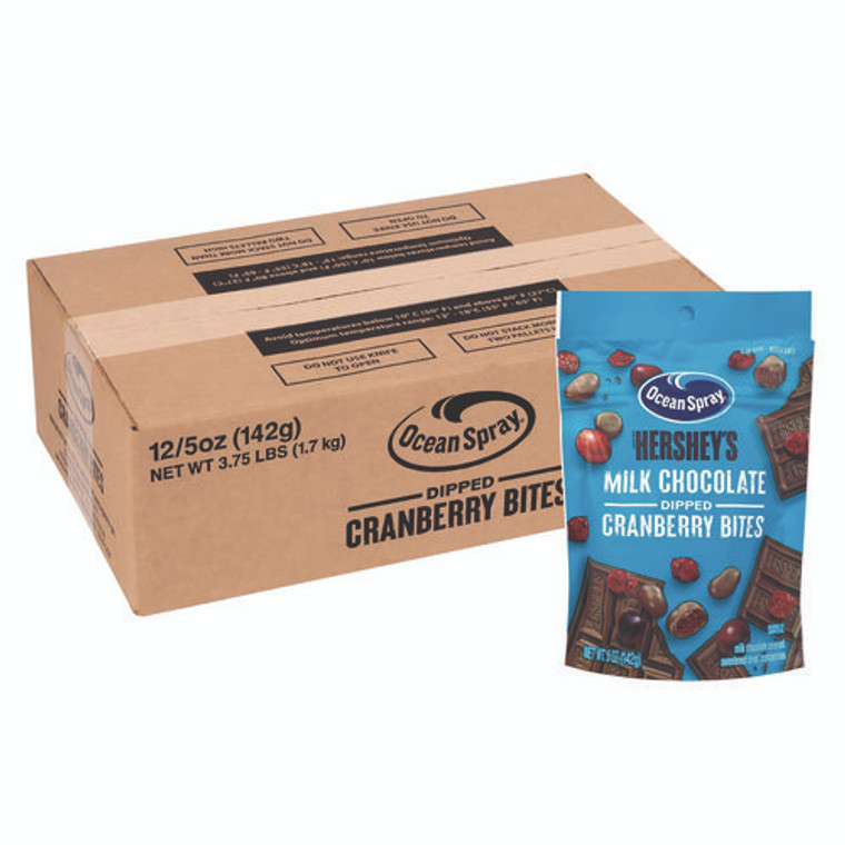 Milk Chocolate Dipped Cranberry Bites, Cranberry/Chocolate, 5 oz Bag, 12/Carton
