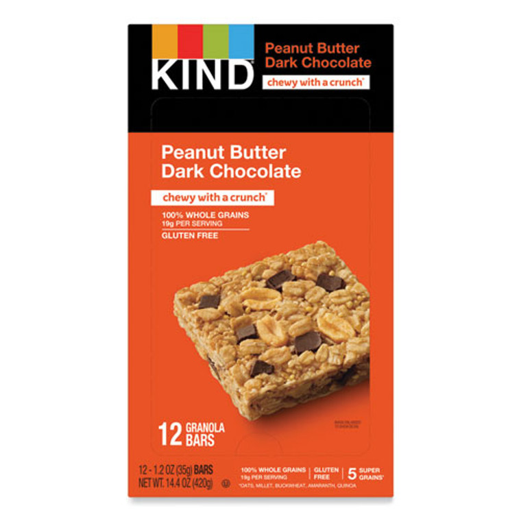 Healthy Grains Bar, Peanut Butter Dark Chocolate, 1.2 oz, 12/Box