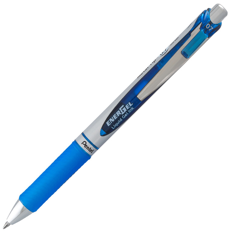 EnerGel RTX Retractable Liquid Gel Pen, (0.7mm) Metal Tip, Medium Line, Blue Ink, 1 Dozen
