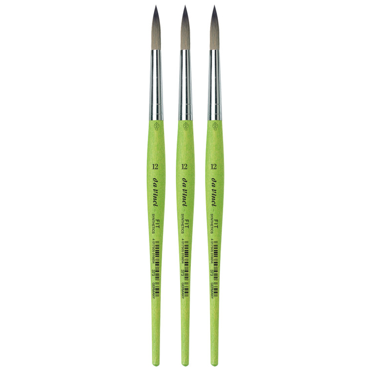 FIT Synthetics Student Brush, Synthetic, Acrylic & Tempera, Round, Series 373, Size 12, Pack of 3