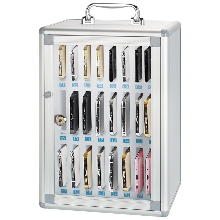 Cell Phone Storage Wall Mount Aluminum Lock Box, 48-Slot