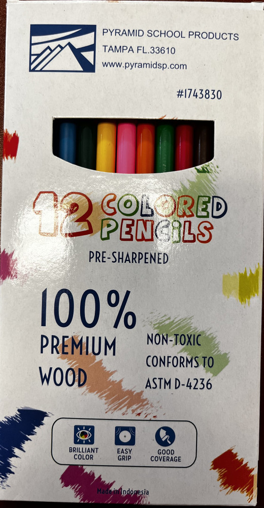 Colored Pencils - 12 pencils per box - 1 box per pack