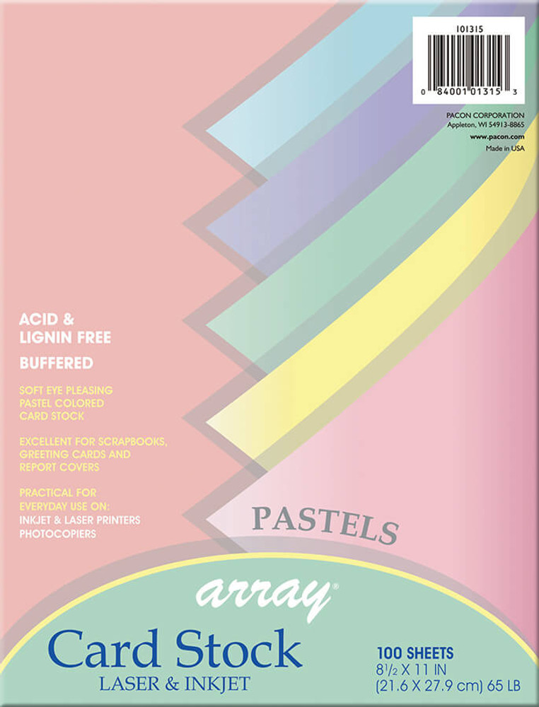 Pacon® 8.5 x 11 Pastel & Bright Card Stock Assortment, 250 Sheets