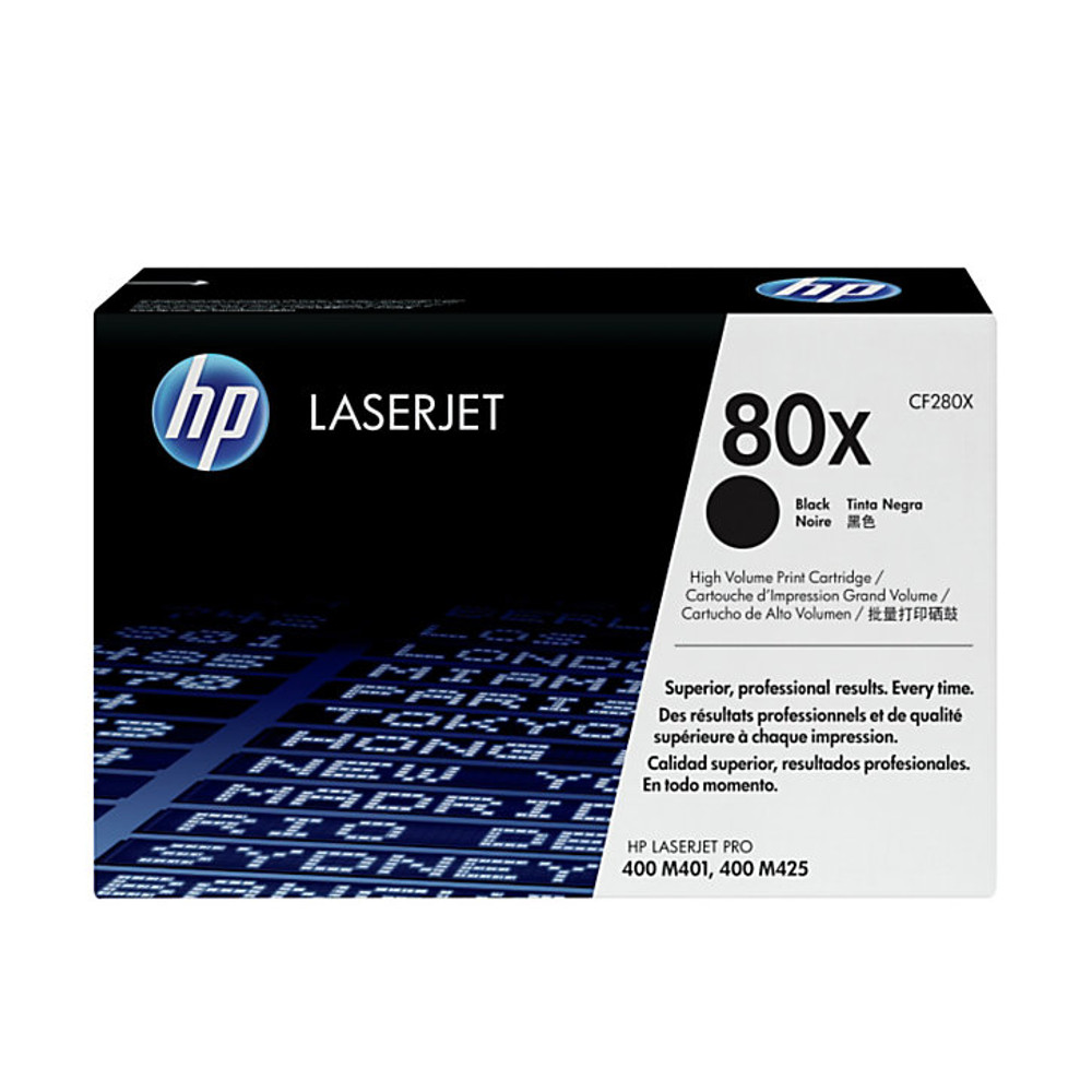 HP 80X, HPCF280X BLACK TONER CARTRIDGE HIGH YIELD (6,900) PAGES FOR A LASERJET PRO, M401D, M401DW, M401S, M425DN