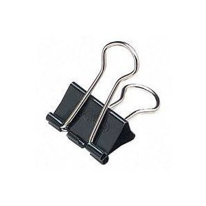 MEDIUMSIZED (1 1/4INCH WIDE) BINDER CLIPS, STEEL, BLACK JAWS, 12/BOX