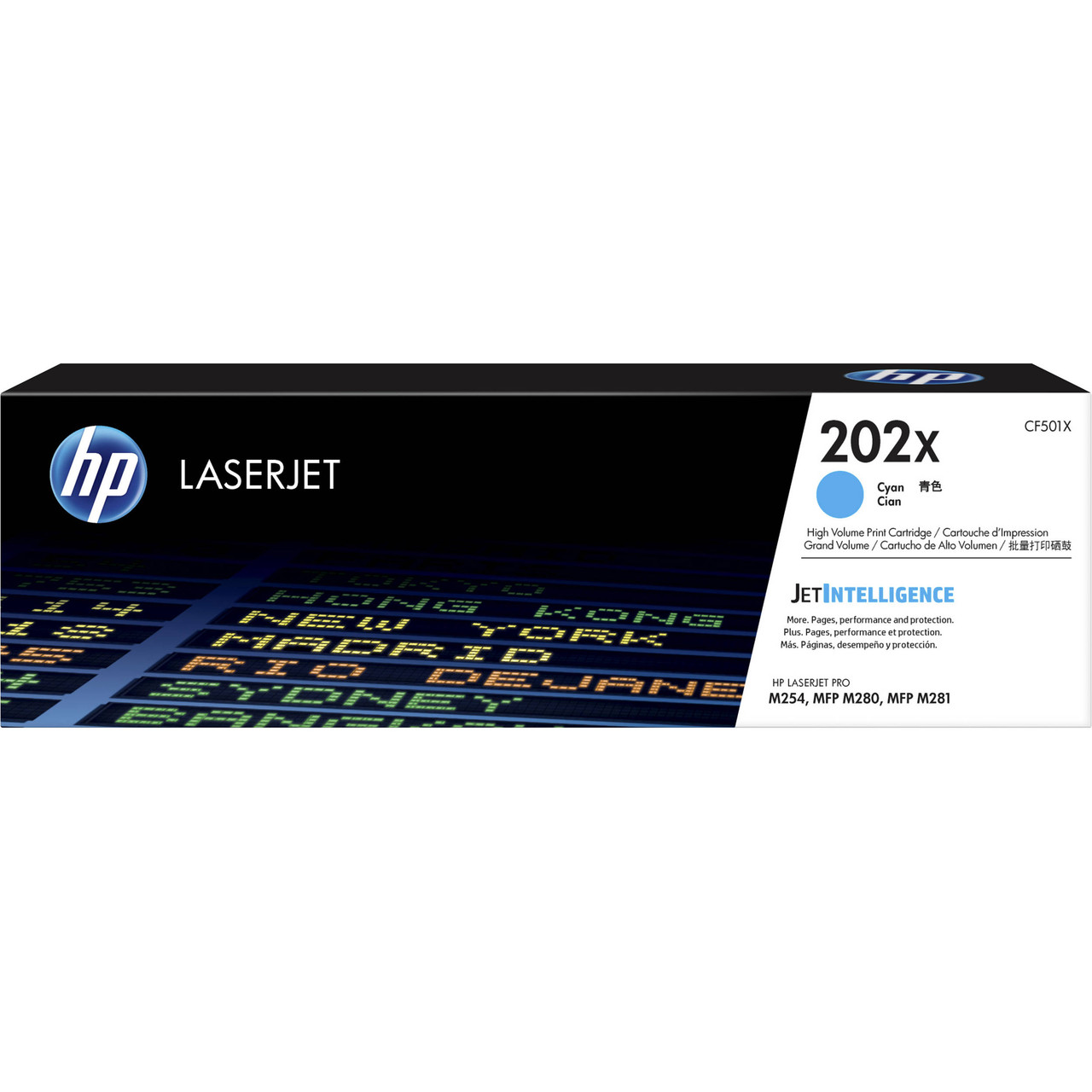 HPCF501X HIGH YIELD CYAN, HP 202X, 2500 PAGE YIELD FOR HP LASERJET PRO  M254dW, MFP M281dw