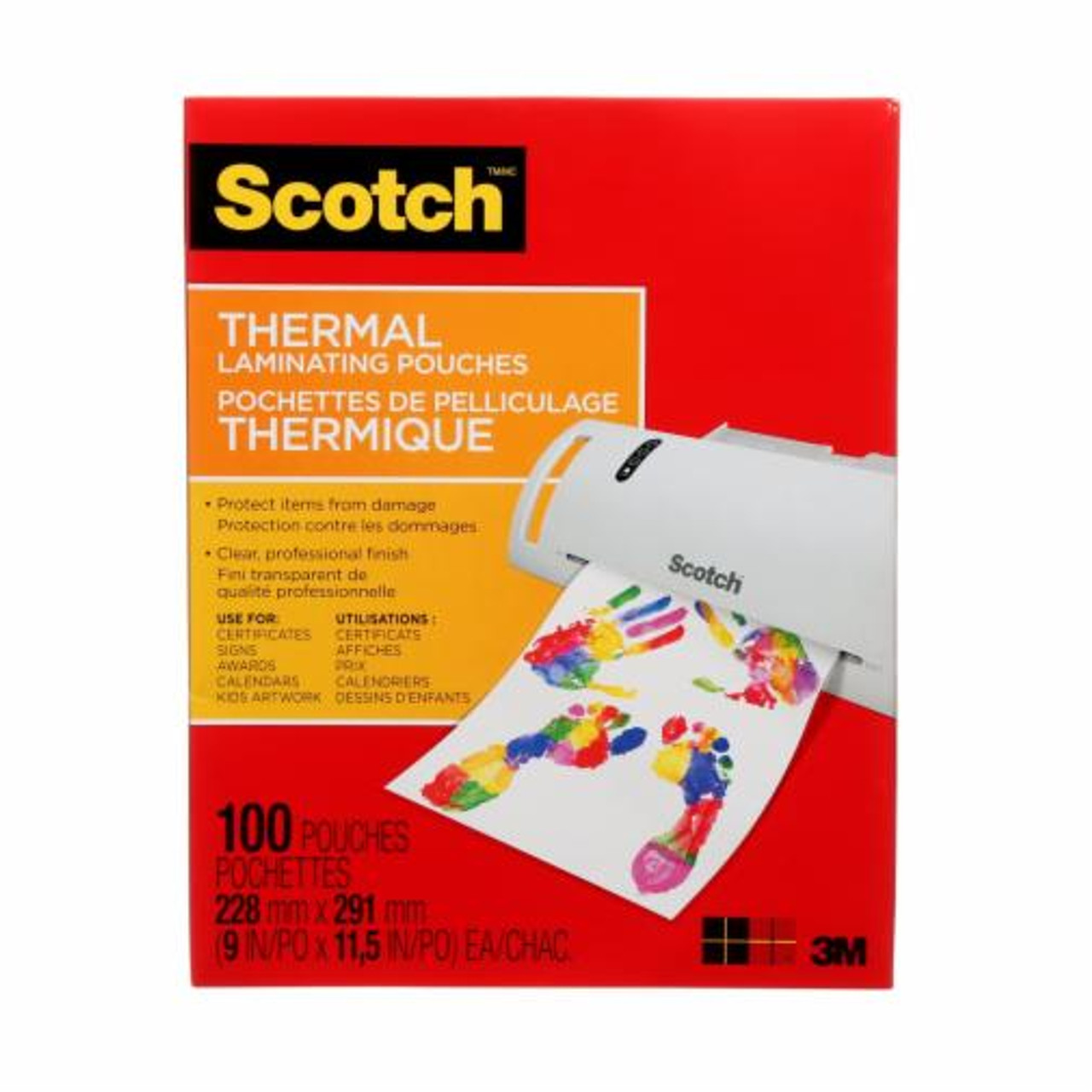 SCOTCH 3M THERMAL LAMINATING POUCHES, 100/EA, 8.5 X 11