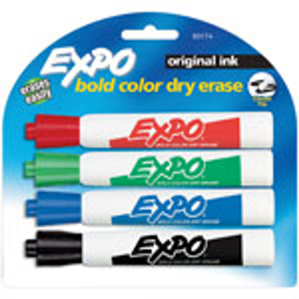 SANFORD EXPO DRY 4COLOR SET ERASE MARKER FOR WHITE BOARD, CHISEL TIP