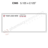 Custom 2.125" x 5.125" Thermal Transfer Rx Label - Form C985