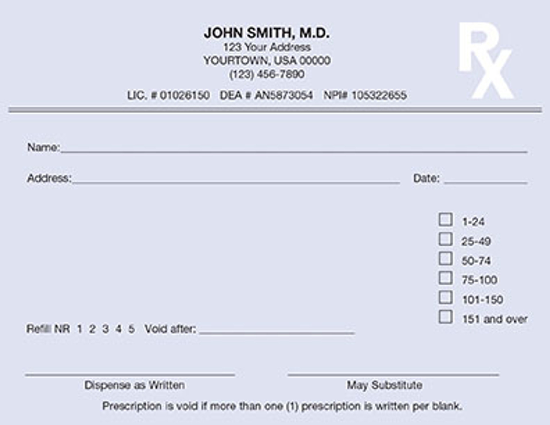 Custom 1Part Rx Pad TR 5.5 x 4.25 IN, Landscape