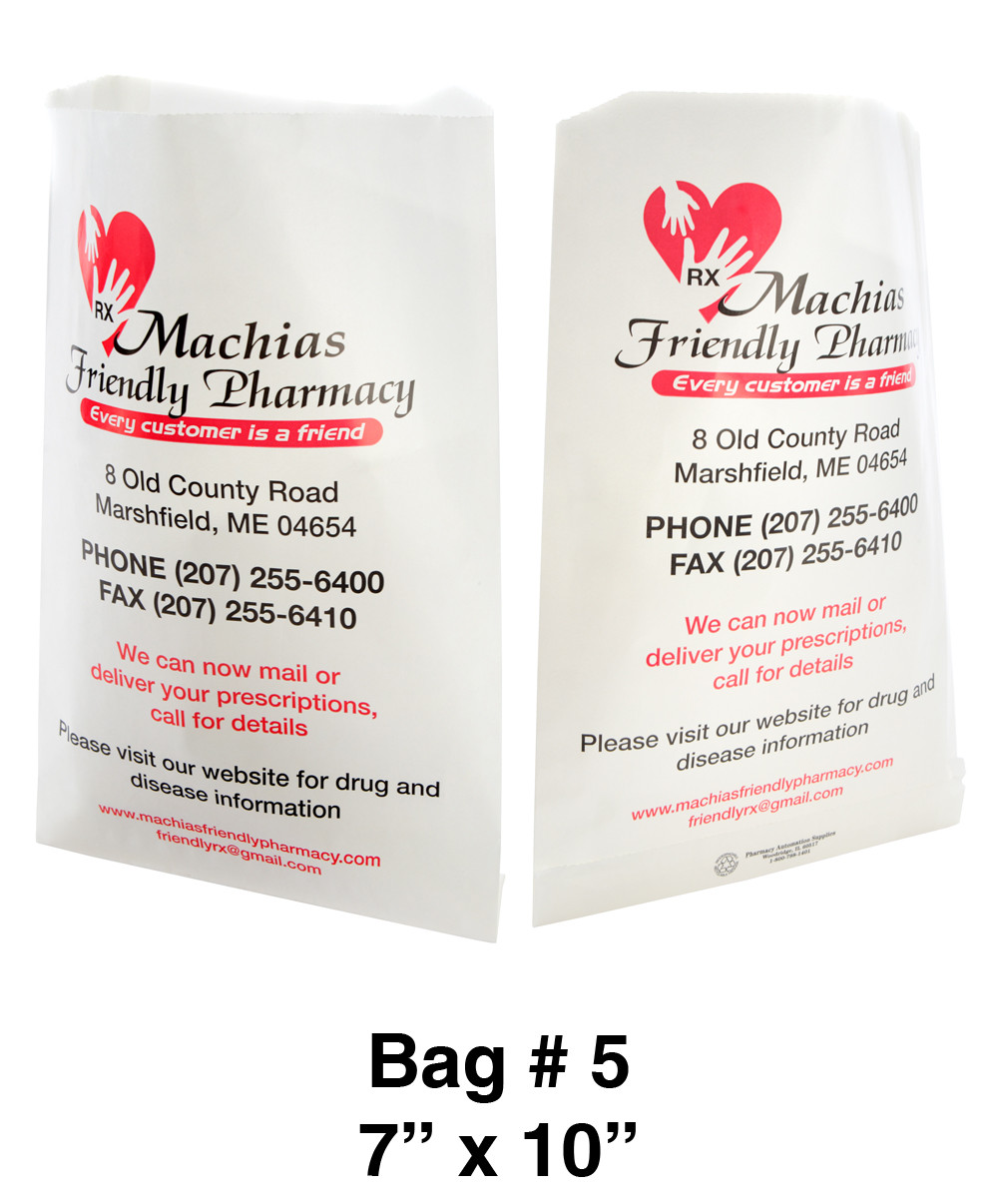 Custom Printed Glossy Paper Pharmacy Bags Pharmacy Automation Supplies