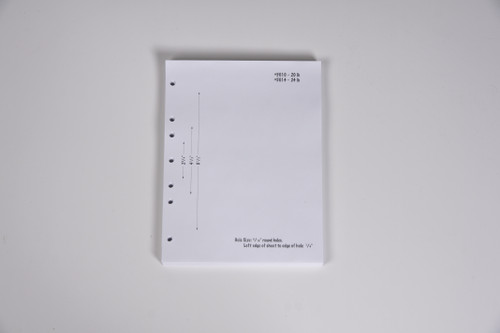 Stock 8.5  x 11 Blank Laser Cut Sheet w/ 7 Hole Punch, 20# bond