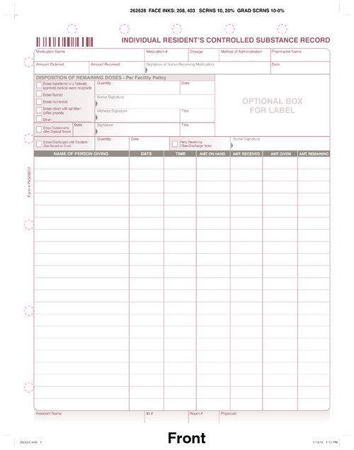 Custom 8.5" x 11" Controlled Substance Record (CSR) Form