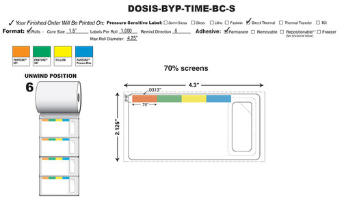 DOSIS DT 4C Label C1829 with Reorder Tab and Perfs, 4" x 2"
