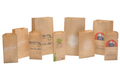 Custom Printed Brown Kraft Paper Rx Bags Pharmacy Automation
