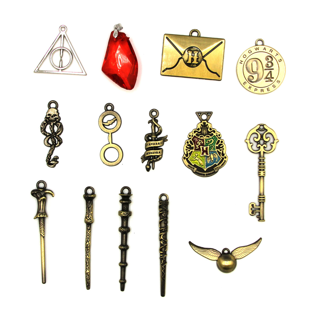 Buy Wand Symbol Crest - Harry Potter 14 Pcs. Pendant & Keychain