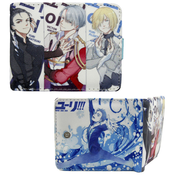 Yuri, Victor, Yurio Perform - Yuri on Ice 4x5" BiFold Wallet W/ Button Yuri, Victor, Yurio Perform - Yuri on Ice 4x5" BiFold Wallet W/ Button