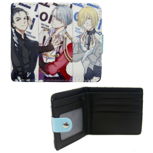 Yuri, Victor, Yurio Perform - Yuri on Ice 4x5" BiFold Wallet W/ Button Yuri, Victor, Yurio Perform - Yuri on Ice 4x5" BiFold Wallet W/ Button