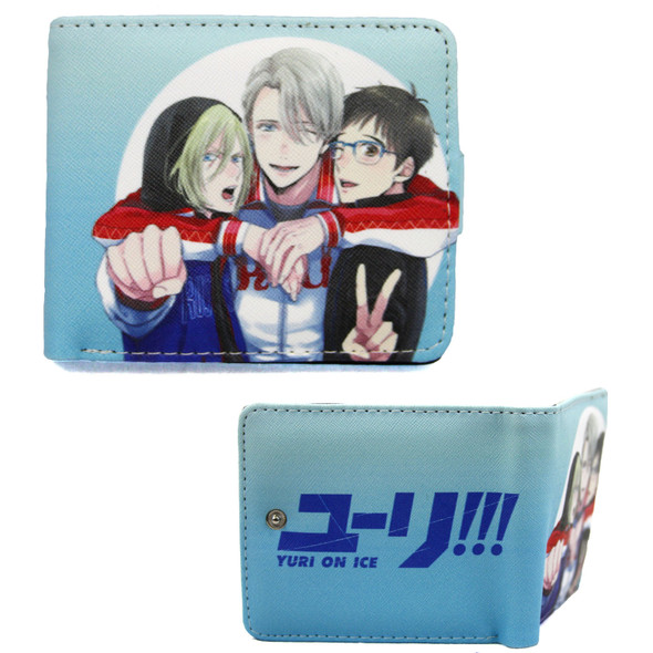 Yuri, Victor, Yurio Casual - Yuri on Ice 4x5" BiFold Wallet W/ Button Yuri, Victor, Yurio Casual - Yuri on Ice 4x5" BiFold Wallet W/ Button