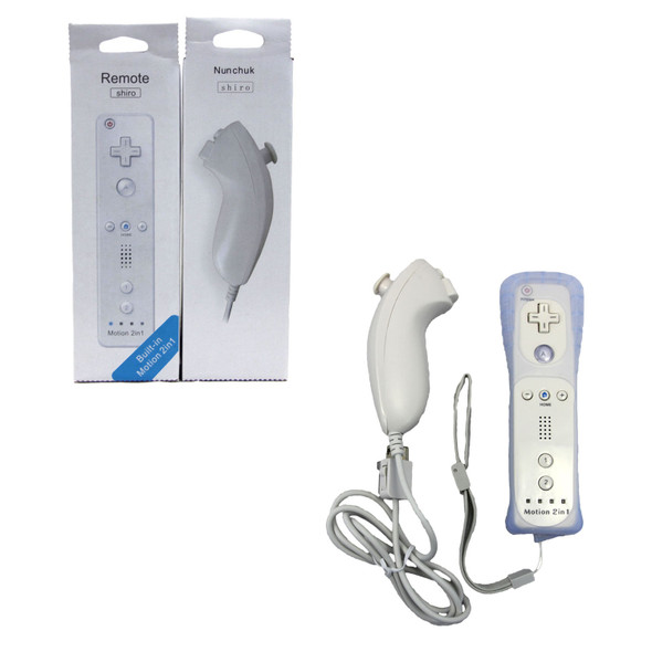 Wii MotionPlus Wiimote Controller + Nunchuk Bundle - White (Hexir)