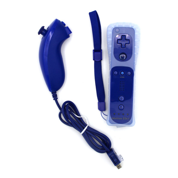 Wii MotionPlus Wiimote Controller + Nunchuk Bundle - Blue (Hexir)