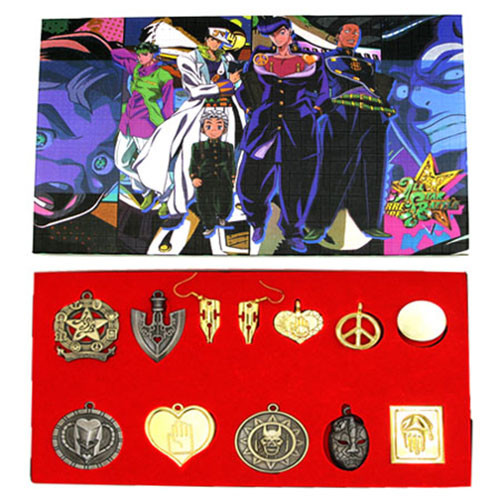 JoJo Symbols, Icons & Items - JoJo Bizarre Adventure 12 Pcs. Necklace & Keychain Set