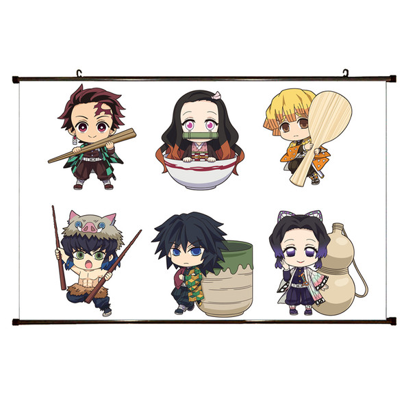 Chibi Giyu Shinobu & Group - Demon Slayer 35x23" Wall Scroll