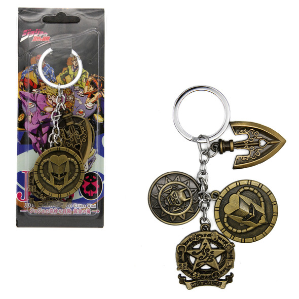 Golden Wind Stand Coins & Arrow - Jojo's Bizarre Adventure 4 Pcs. Keychain