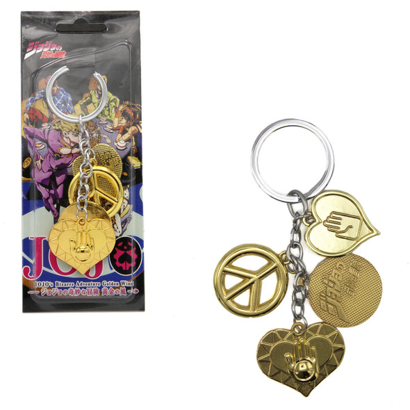 Golden Wind Heart & Peace Symbols - Jojo's Bizarre Adventure 4 Pcs. Keychain