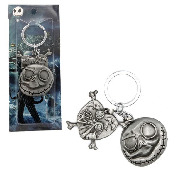Metal Skull and Heart - Nightmare Before Christmas 2 Pcs. Keychain