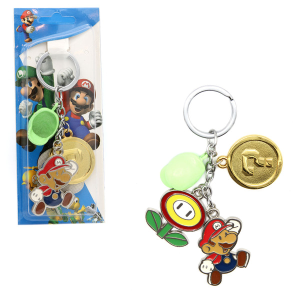 Mario Fire Flower Hat Coin - Super Mario Bros 4 Pcs. Keychain Mario Fire Flower Hat Coin - Super Mario Bros 4 Pcs. Keychain