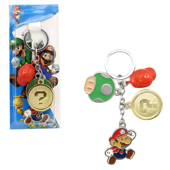 Mario Mushroom Hat Coin - Super Mario Bros 4 Pcs. Keychain
