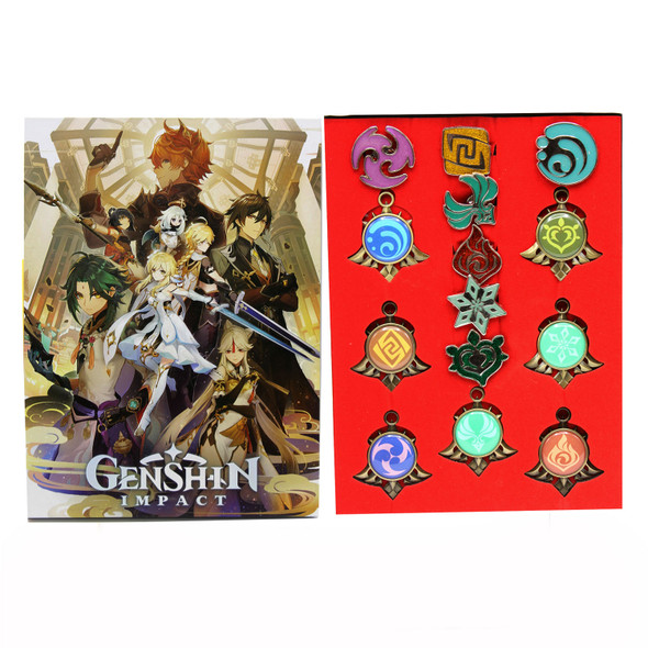 Visions and Elements Symbol - Genshin Impact 14 Pcs. Keychain & Pin Visions and Elements Symbol - Genshin Impact 14 Pcs. Keychain & Pin
