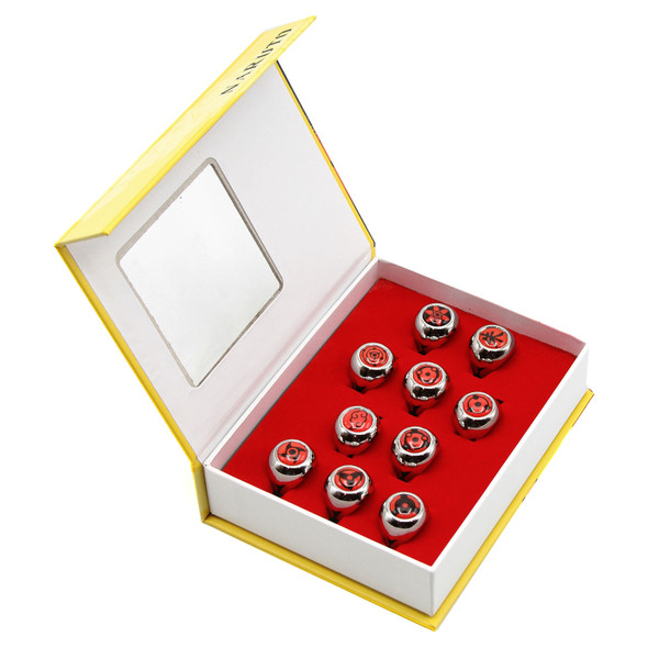 Red Kanji Symbols - Naruto 10 Pcs. Necklace & Ring Set