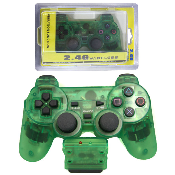 PS2 2.4 GHz Wireless OG Controller Pad - Clear Green (Hexir)
