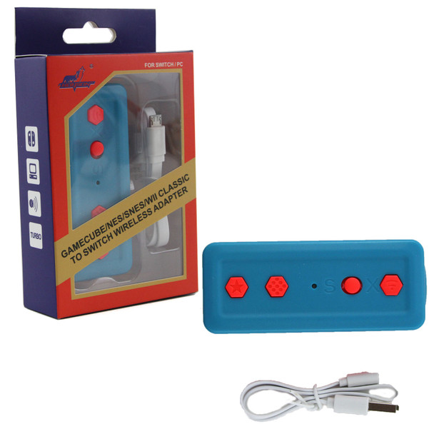 Nintedo Switch Wireless GC NES SNES Controller Turbo Adapter Blue