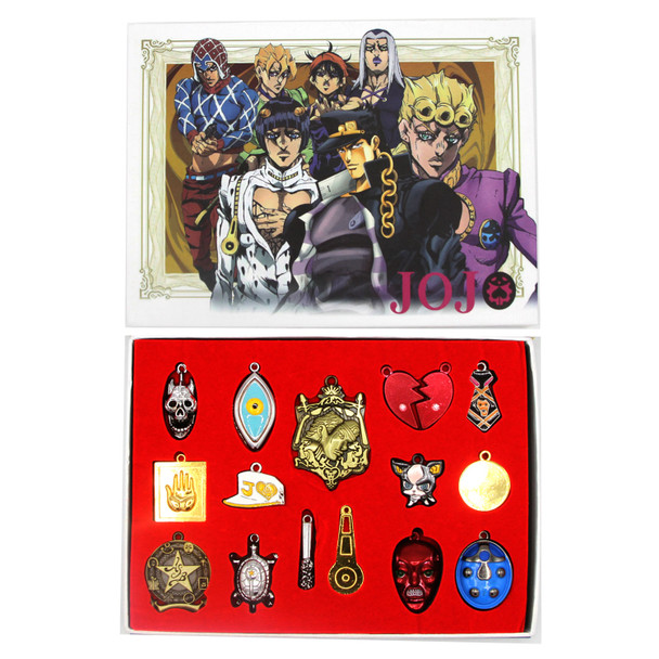 JoJo Symbols, Weapons & Items - JoJo Bizarre Adventure 15 Pcs. Necklace & Keychain Set
