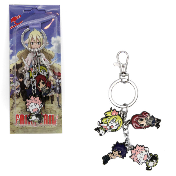 Chibi Natsu Ezra Lucy Gray - Fairy Tail 4 Pcs. Keychain