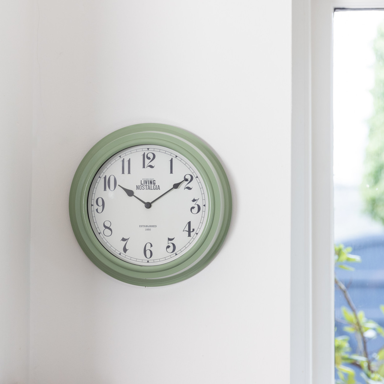 Living Nostalgia Analogue Wall Clock English Sage Green Lifetime