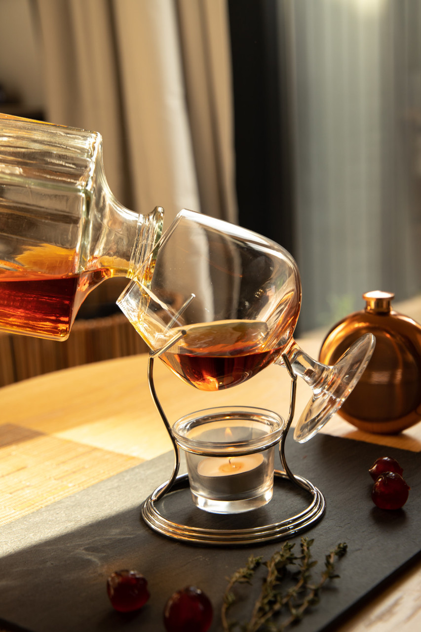 Bar Amigos Set van 2 Brandy & Cognac Snifter Warmer Glas Cooper Stand