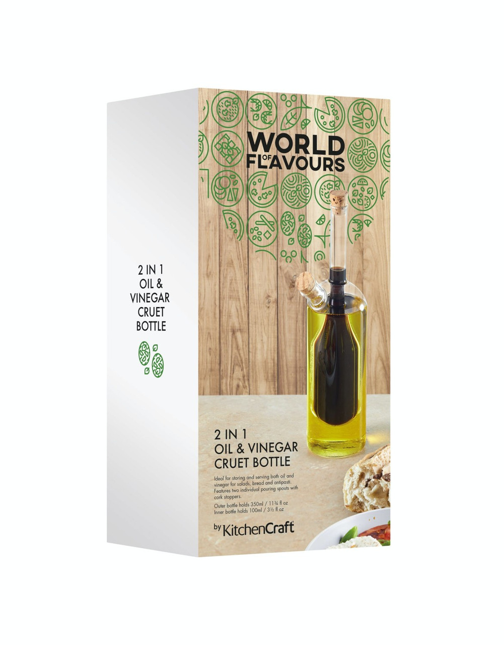 Lot De 2 Bouteilles Huile Et Vinaigre KitchenCraft World Of Flavours - Céramique 500ml Multicolore