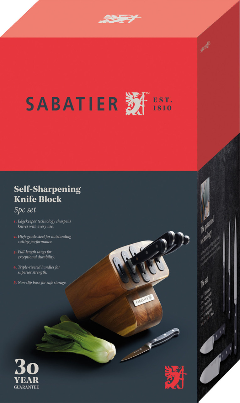 Sabatier Classic Edgekeeper Acacia 5 Piece Knife Block Lifetime Brands Europe
