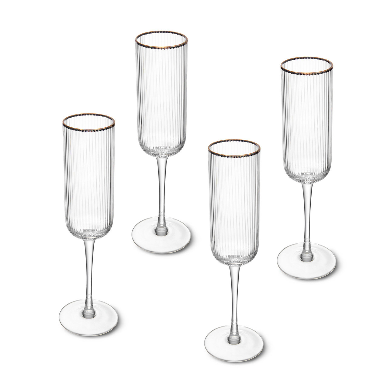 Mikasa Sorrento 4Piece Crystal Flute Glass Set, 200ml Lifetime