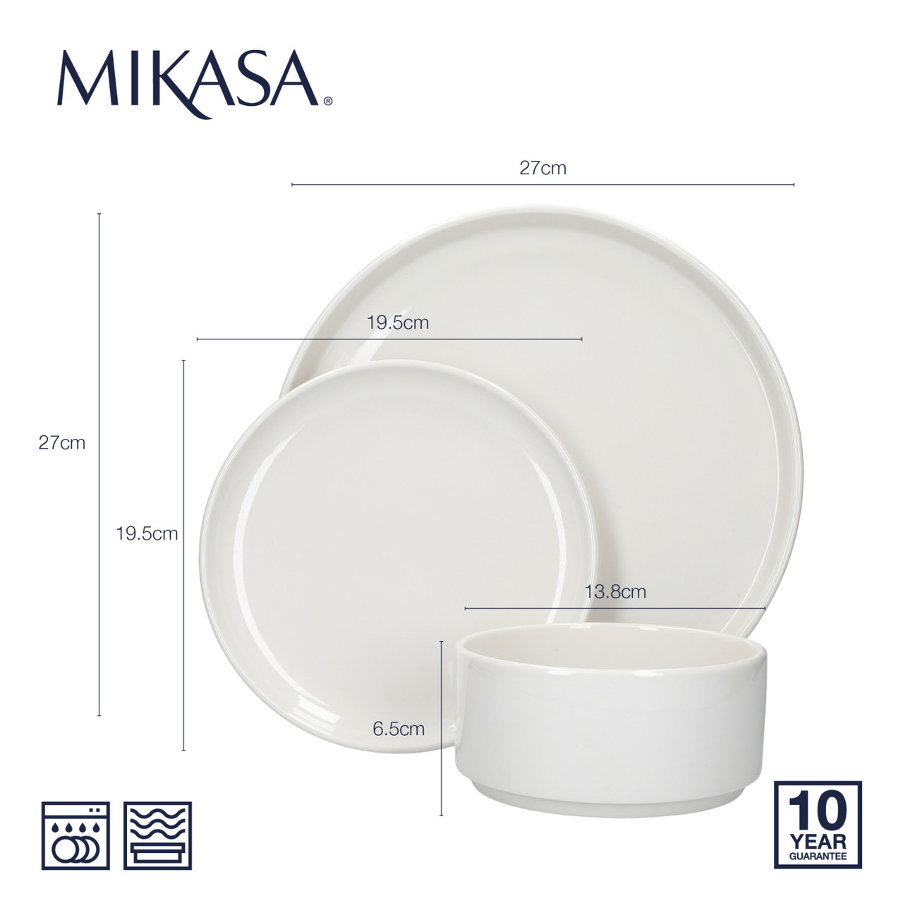 Service De Table Camberlie Mikasa - Porcelaine Blanche Style Scandinave, 12 Pièces (4 Grandes Assiettes, 4 Petites, 4 Bols) - 6