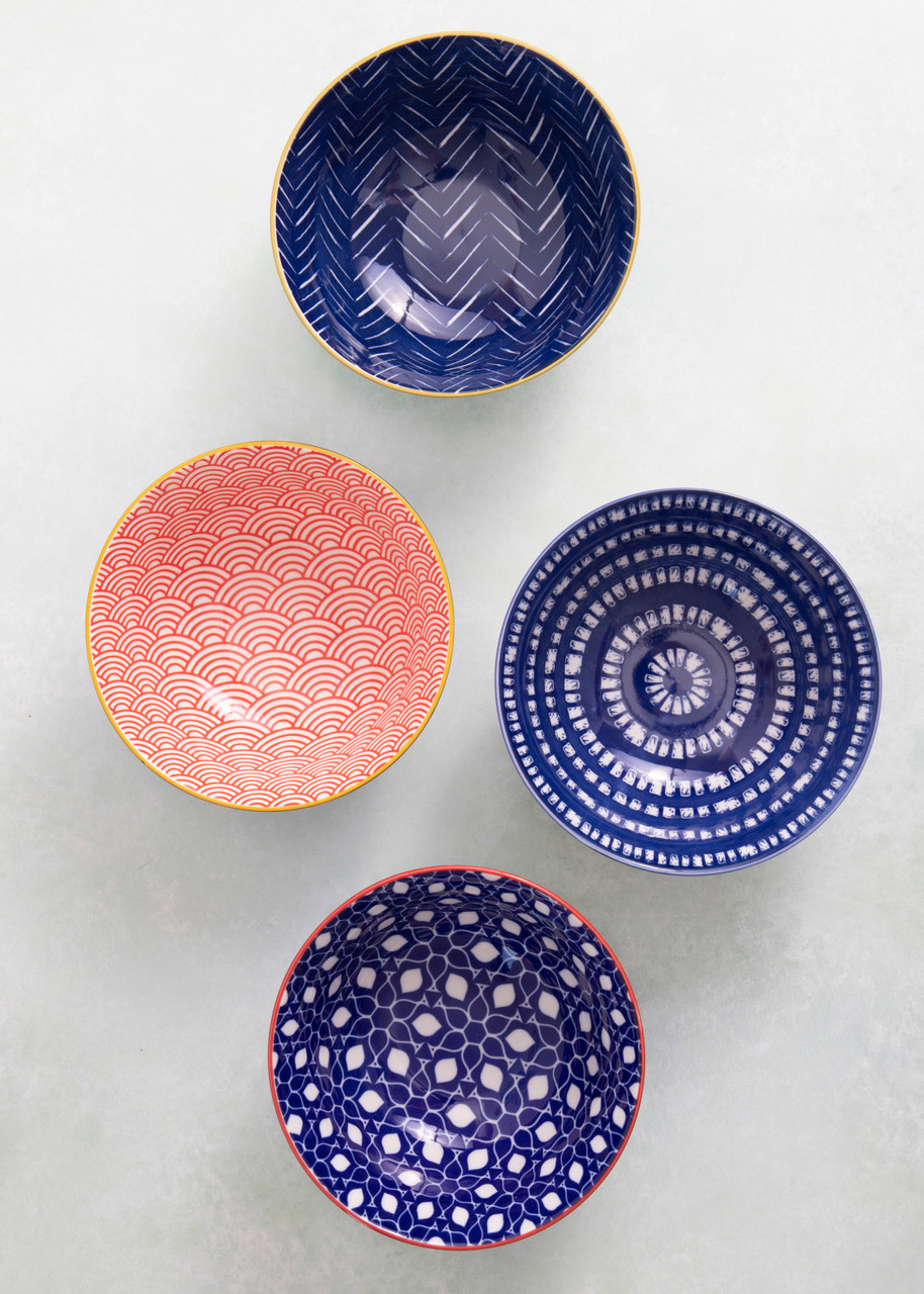 KitchenCraft Bowls, Set of 4, 'Blues' Design Lifetime Brands Europe