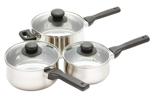 KitchenCraft Stainless Steel Three Piece Saucepan Set